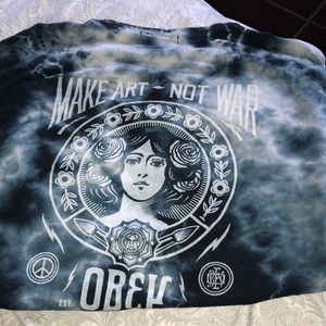 OBEY short sleeve t blue and white tie dye